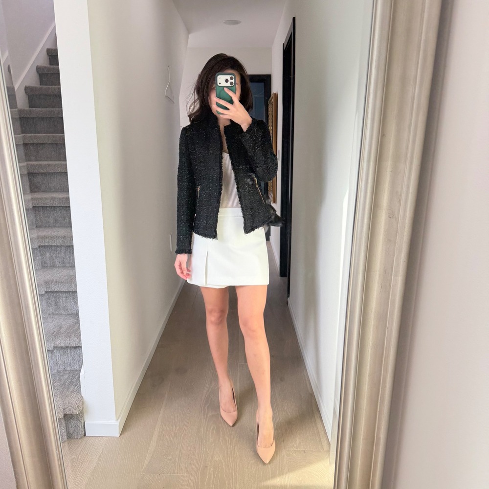 Kate Spade Old Money Chanel Inspired Tweed Jacket Black Shimmer Gold 0 - Picture 4 of 8
